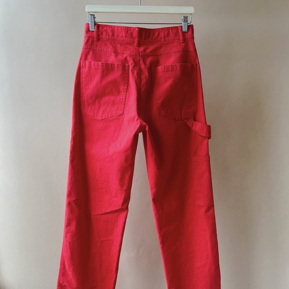 Red Carpenter Wide Leg Baggy Cargos from Zara - Picture 2 of 4